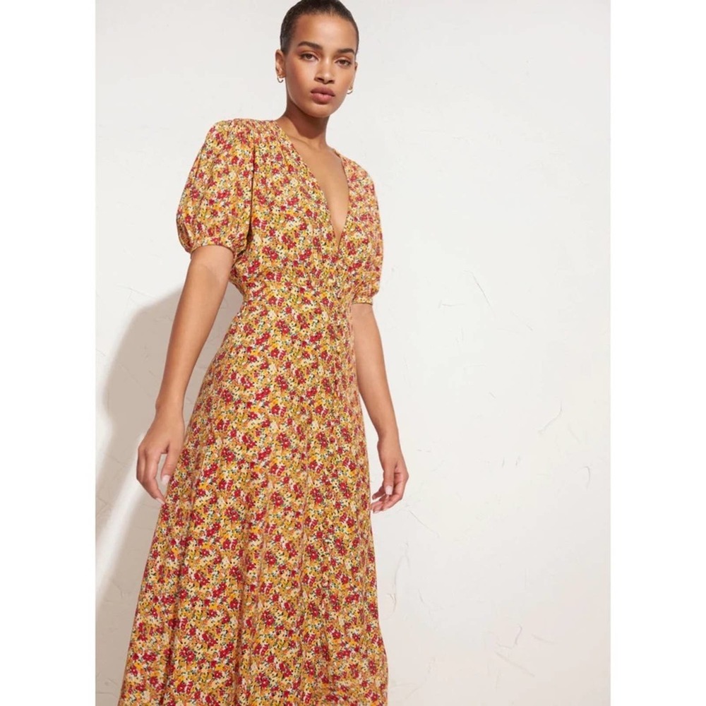 Faithfull the Brand Yellow Floral Midi Dress - Picture 3 of 12